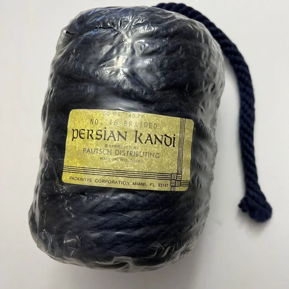 Vintage Persian Kandi Braided Cord 16mm 50 Yds Macrame Knotting Weaving Blue